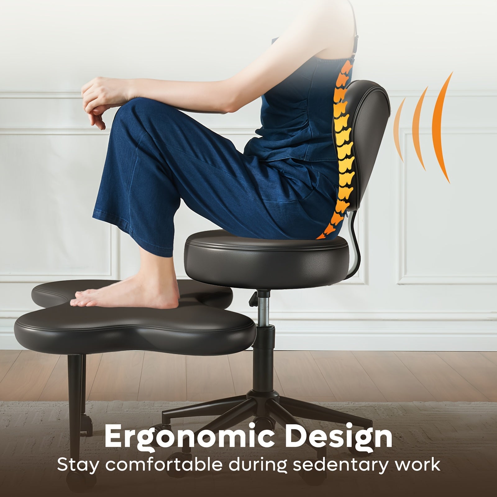 Cadeira de Escritrio Ergonmica Pinmoco com Pernas Cruzadas Essencial para ADHD Extra Grossa de 4 Polegadas Forte Suporte Lombar Altura Ajustvel Cadeira de Meditao Giratria 360 com Apoio para os Ps Cadeira de Yoga Presente de Natal para Quem