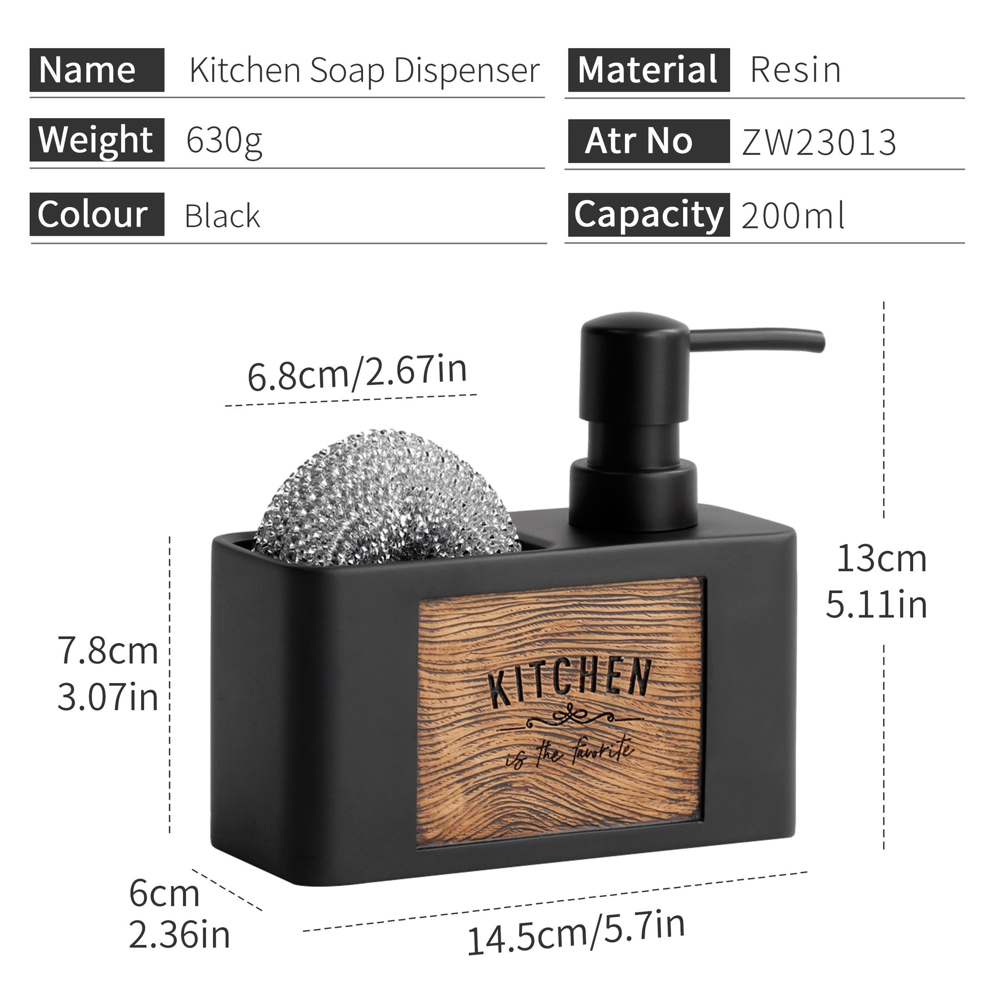 Dispensador de Sabo para Cozinha Frasco de Lavagem de Mos com Recipiente Recarregvel e Esponja de Limpeza